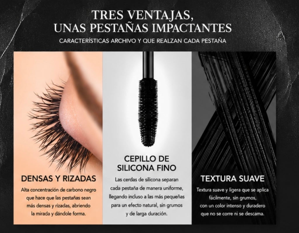 Máscara de Pestañas 4D de Fibra de Seda - Volumen, Longitud y Larga Duración
