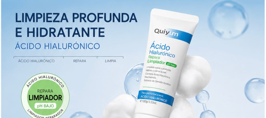 Limpiador facial con ácido hialurónico - Lavado facial hidratante para pieles secas y sensibles - Fórmula de limpieza profunda e hidratación