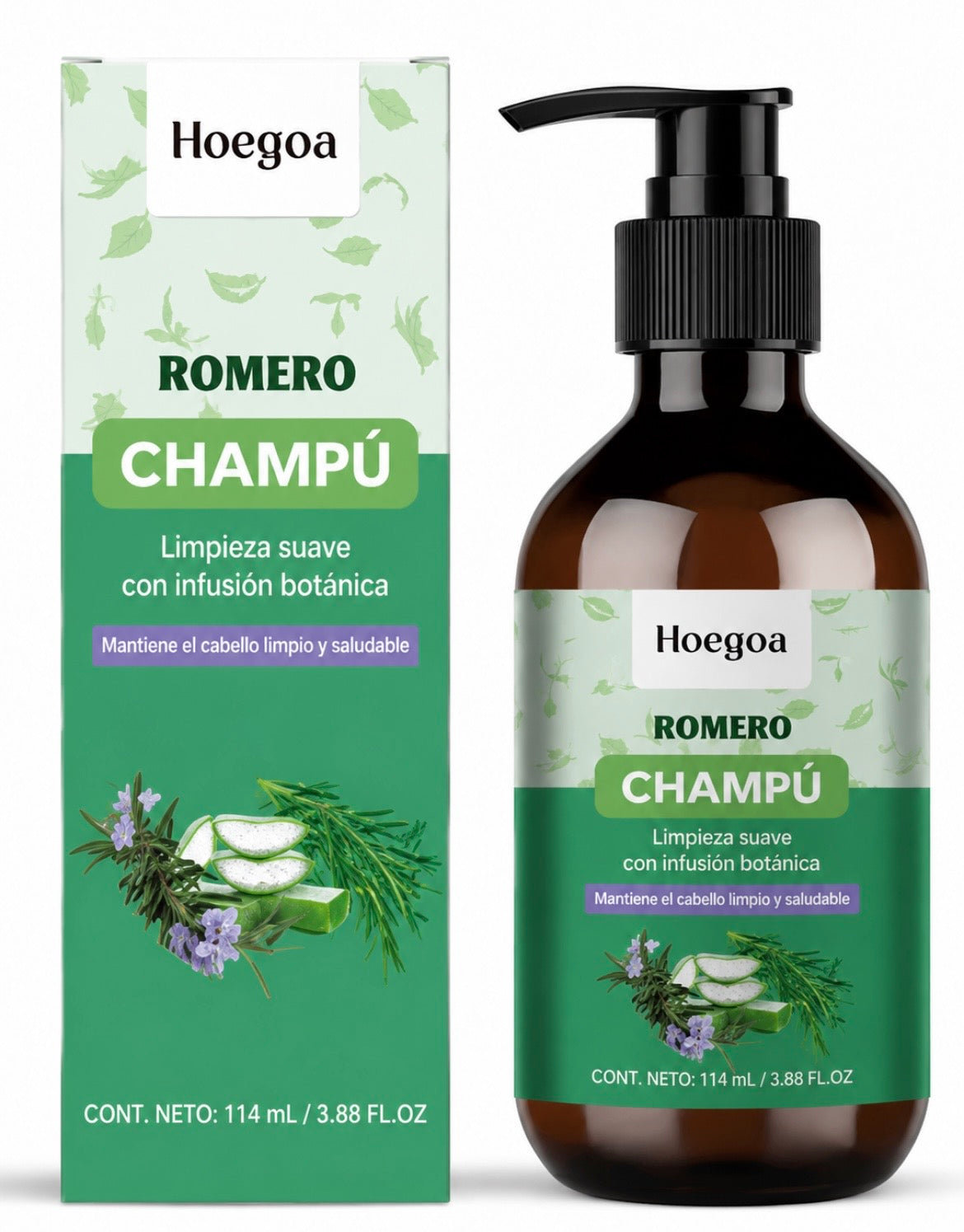 Champú para el crecimiento del cabello con romero - Fórmula botánica para un cabello más fuerte y saludable