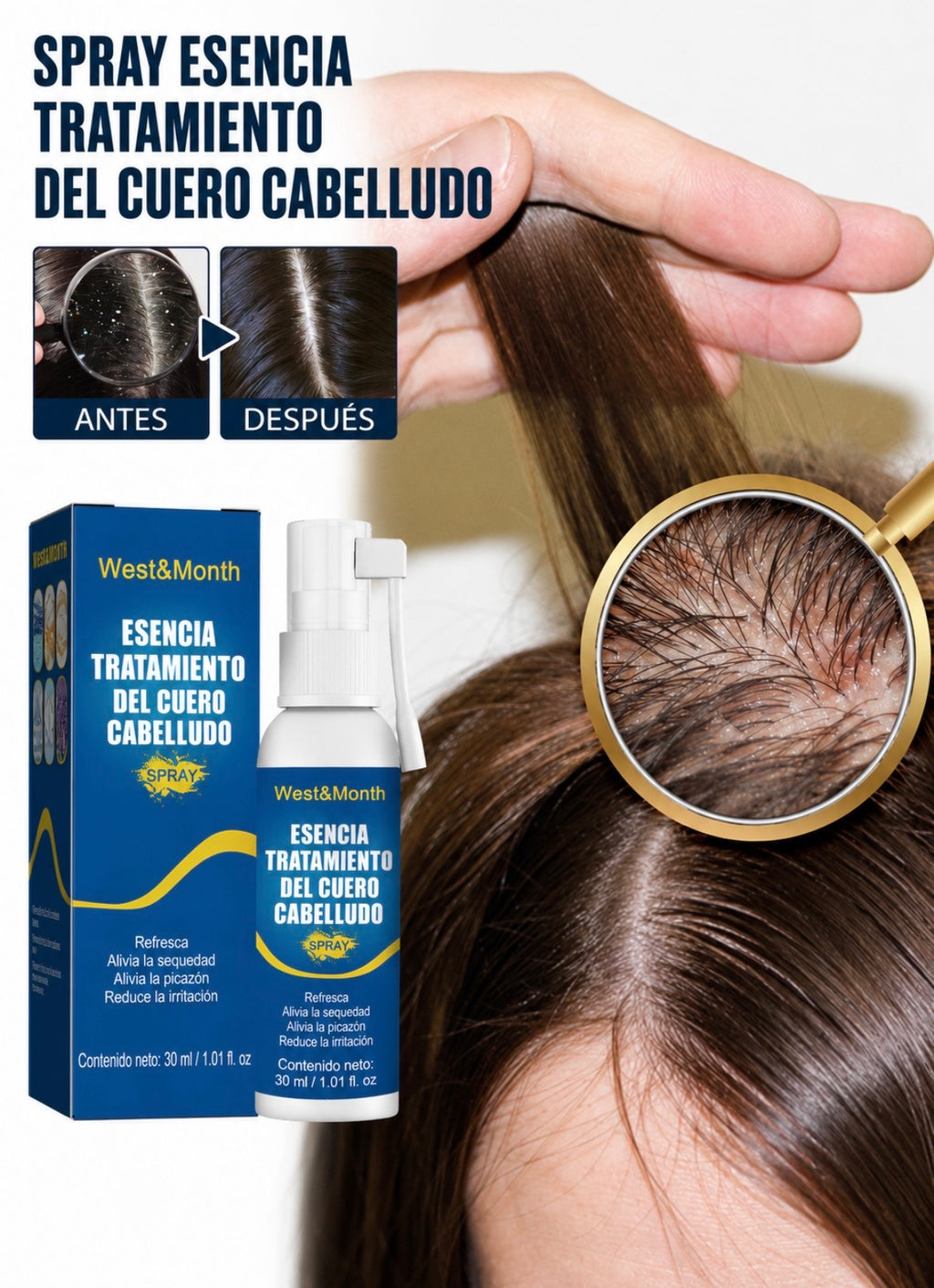Spray reparador de folículos pilosos y fortalecimiento de las raíces