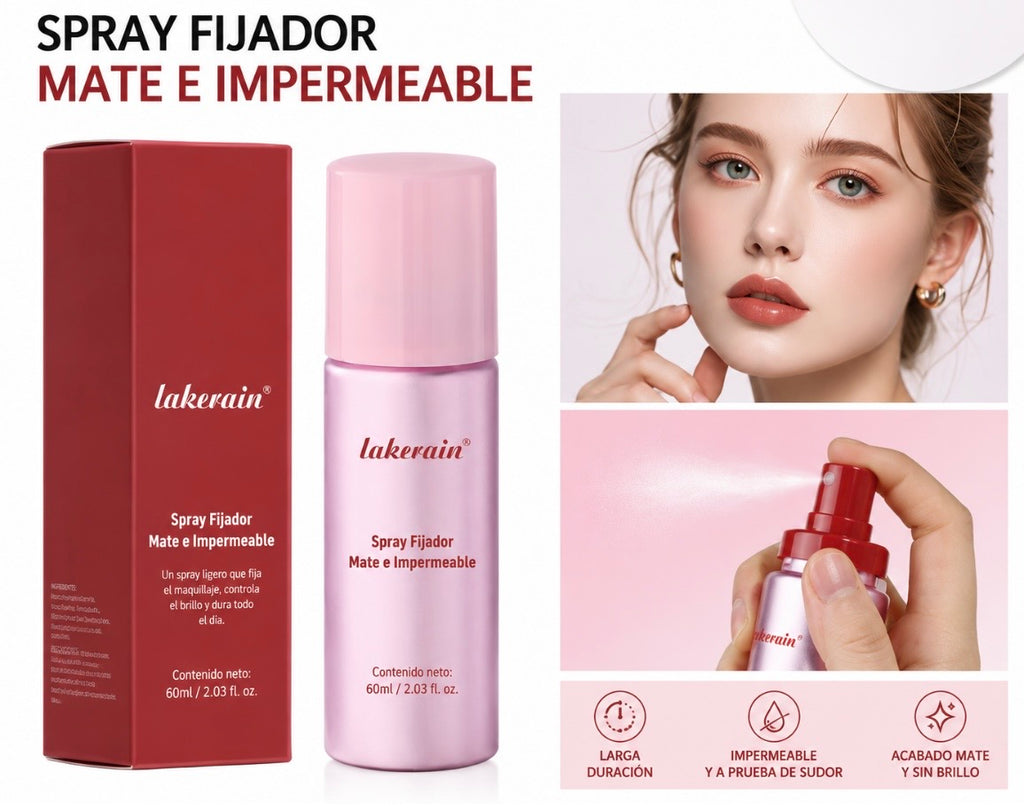 Spray de fijación mate de larga duración - Bruma de maquillaje impermeable