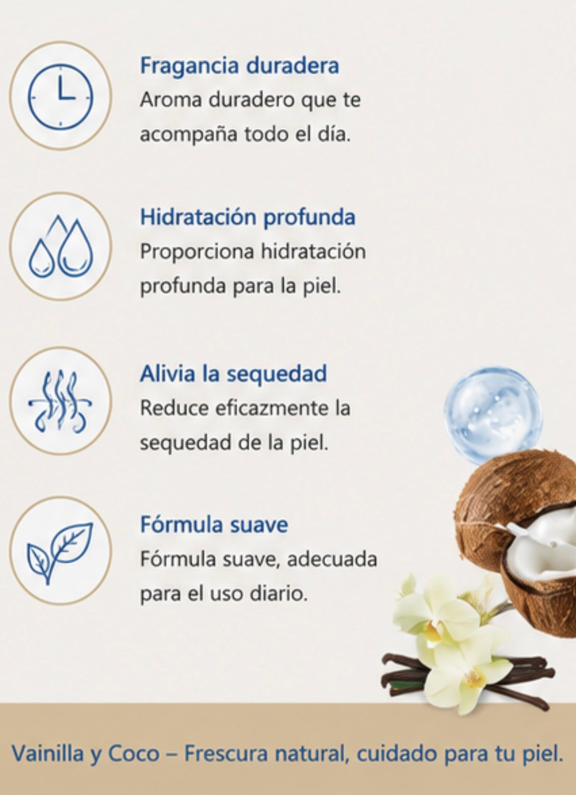 Roxelis Vanilla Coconut Hair & Body Perfume Brus - Fragancia de larga duración