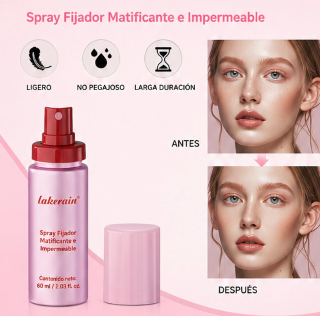 Spray de fijación mate de larga duración - Bruma de maquillaje impermeable