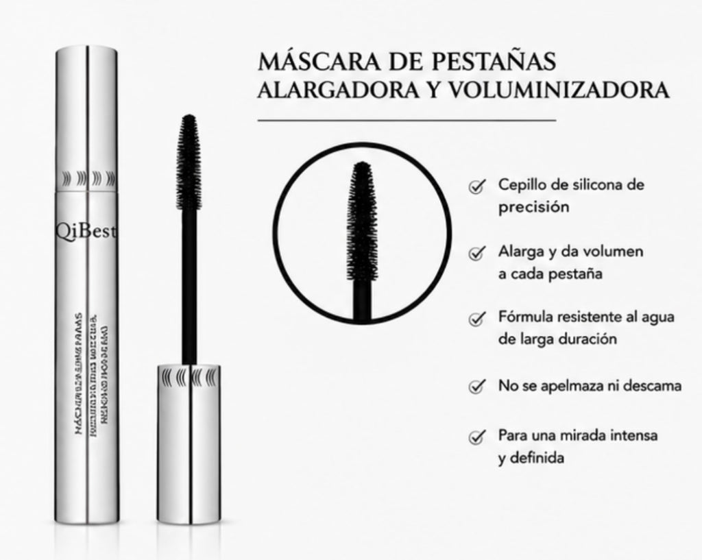 Máscara de Pestañas 4D de Fibra de Seda - Volumen, Longitud y Larga Duración