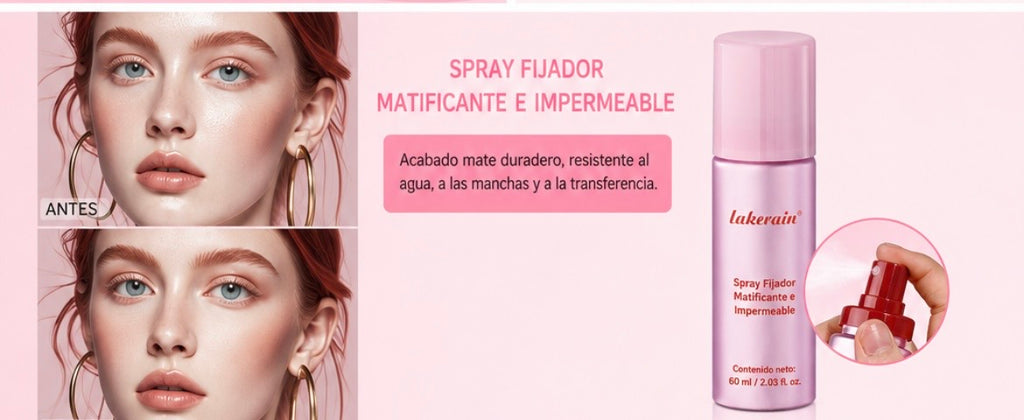 Spray de fijación mate de larga duración - Bruma de maquillaje impermeable