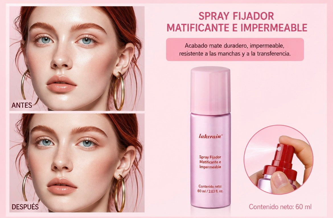 Spray de fijación mate de larga duración - Bruma de maquillaje impermeable