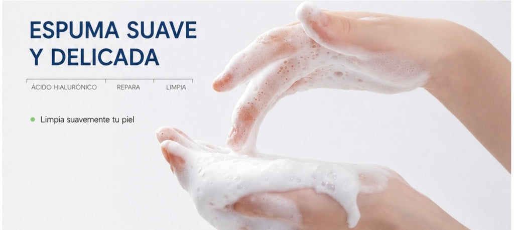 Limpiador facial con ácido hialurónico - Lavado facial hidratante para pieles secas y sensibles - Fórmula de limpieza profunda e hidratación