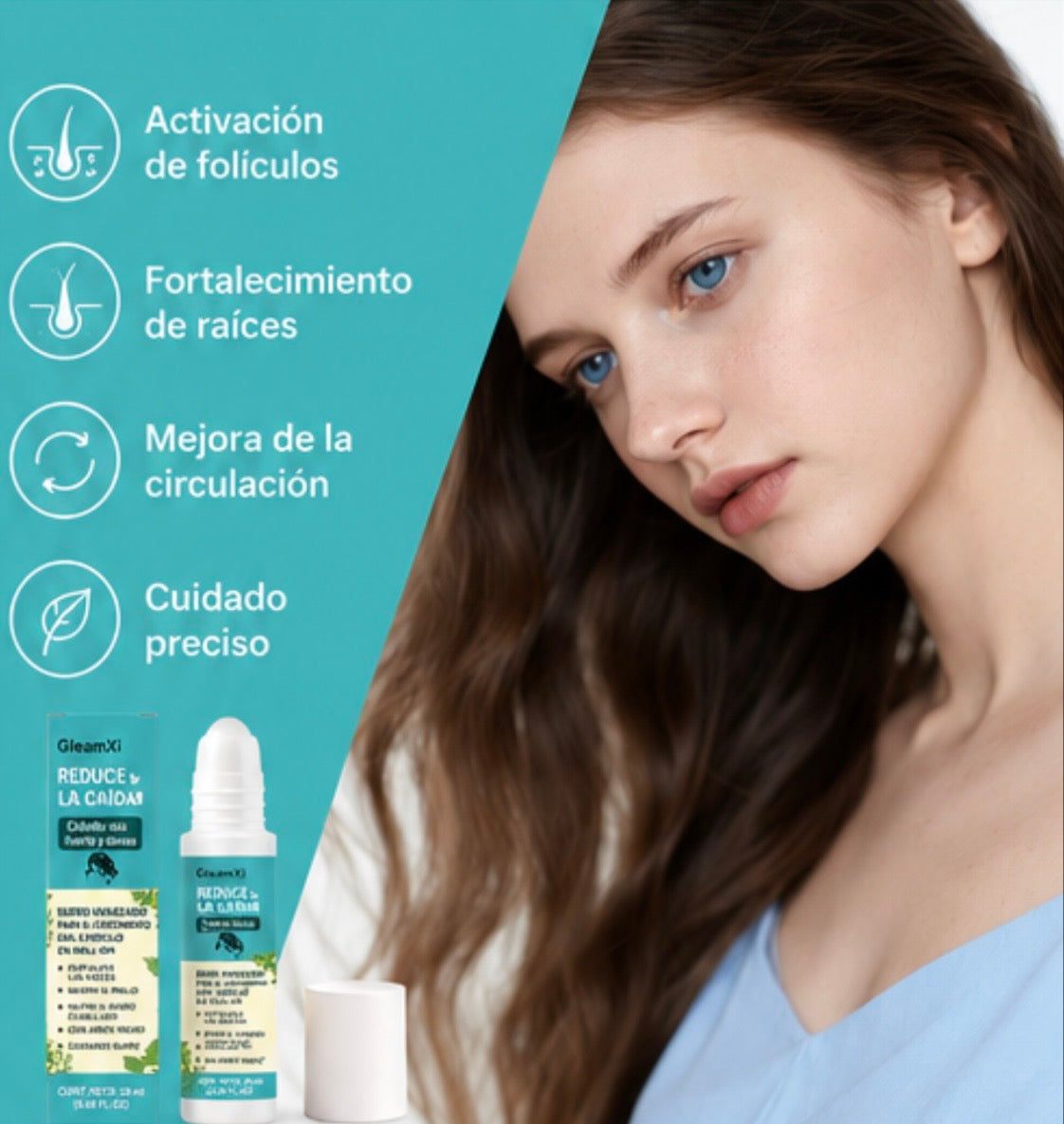 Suero roll-on avanzado para el crecimiento del cabello - Fortalece las raíces y reduce la rotura