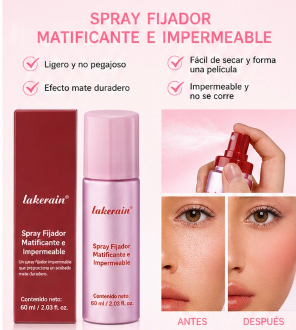 Spray de fijación mate de larga duración - Bruma de maquillaje impermeable