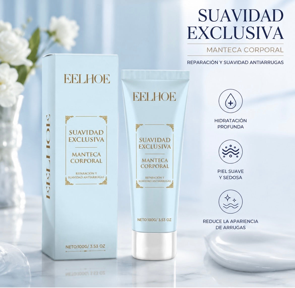 Exclusiva manteca corporal suavizante - Crema nutritiva y reafirmante profunda