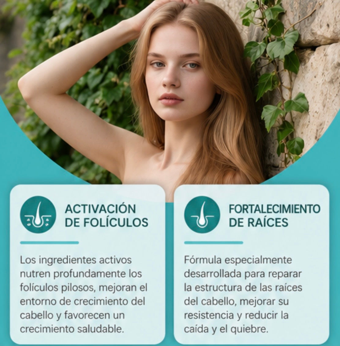 Suero roll-on avanzado para el crecimiento del cabello - Fortalece las raíces y reduce la rotura